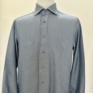 Ermenegildo Zegna.  Men’s long sleeve blue grey shirt.